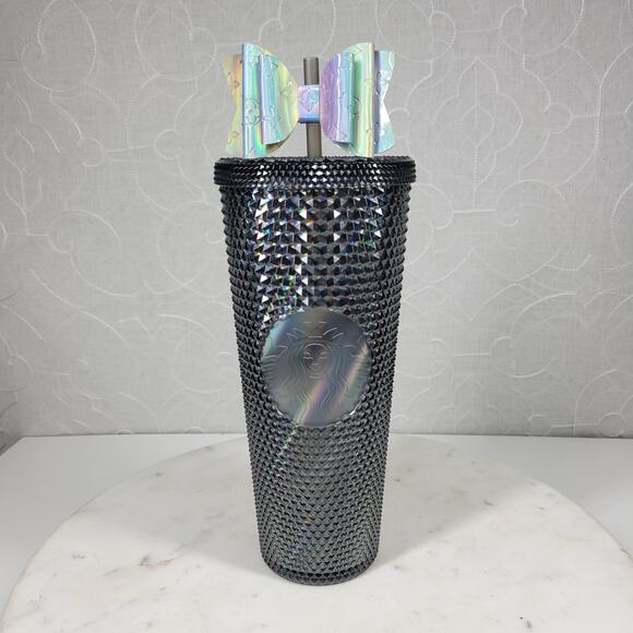 Starbucks Black Iridescent Studded Tumbler‎ Venti 24oz Gray Straw Fall 2020 - Picture 4 of 15